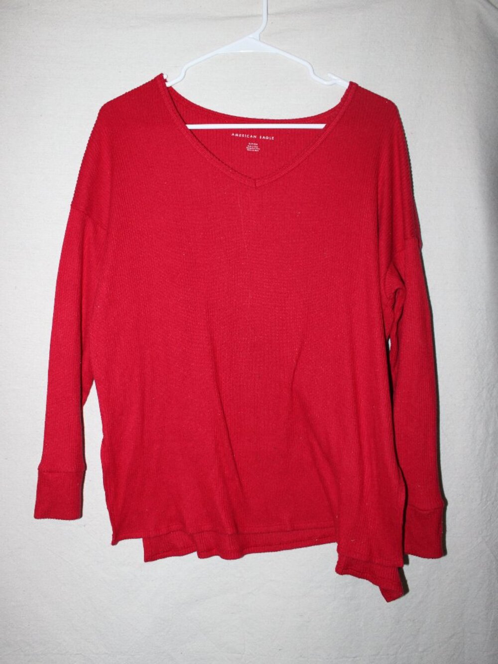 oversized red ribbed American Eagle sweater